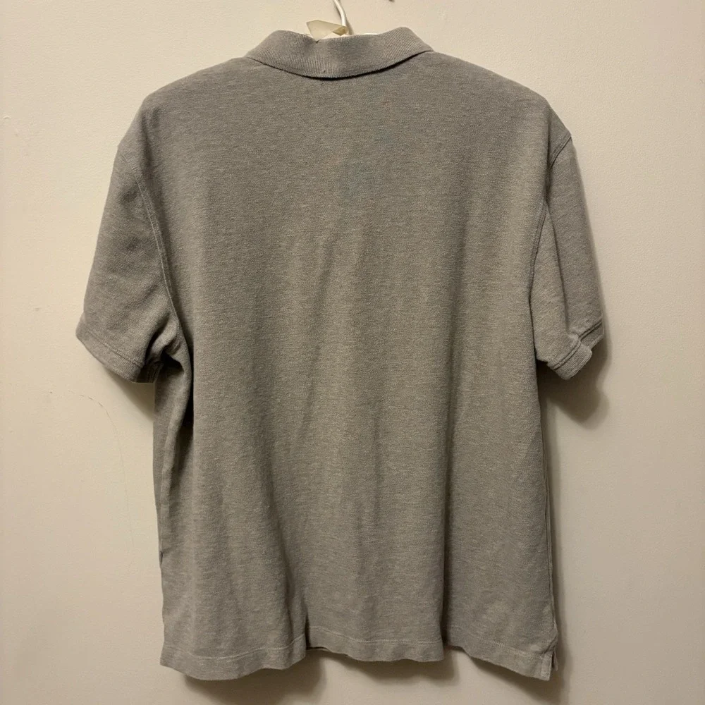 Banana Republic 100% Organic Cotton Piqué Polo Shirt Men's L Grey/Beige-ish
